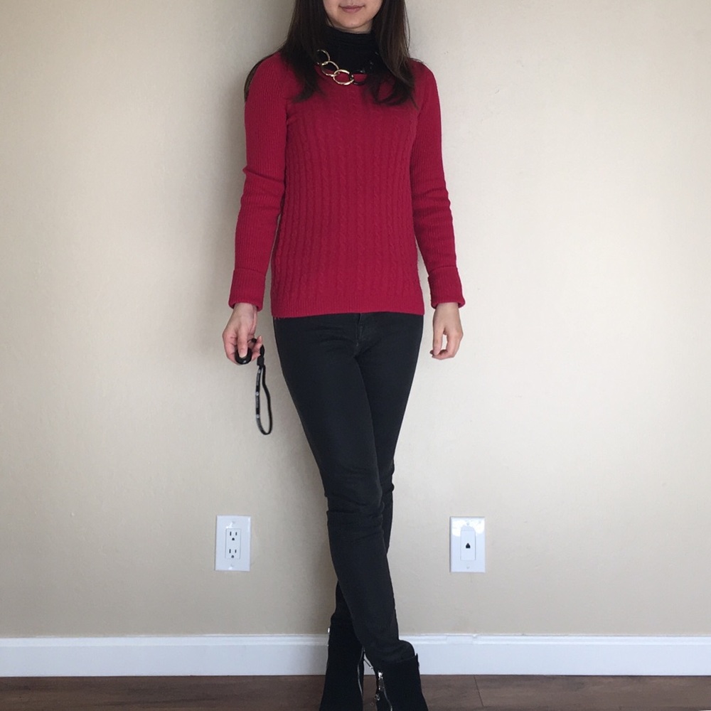 Uniqlo red cable knit wool sweater